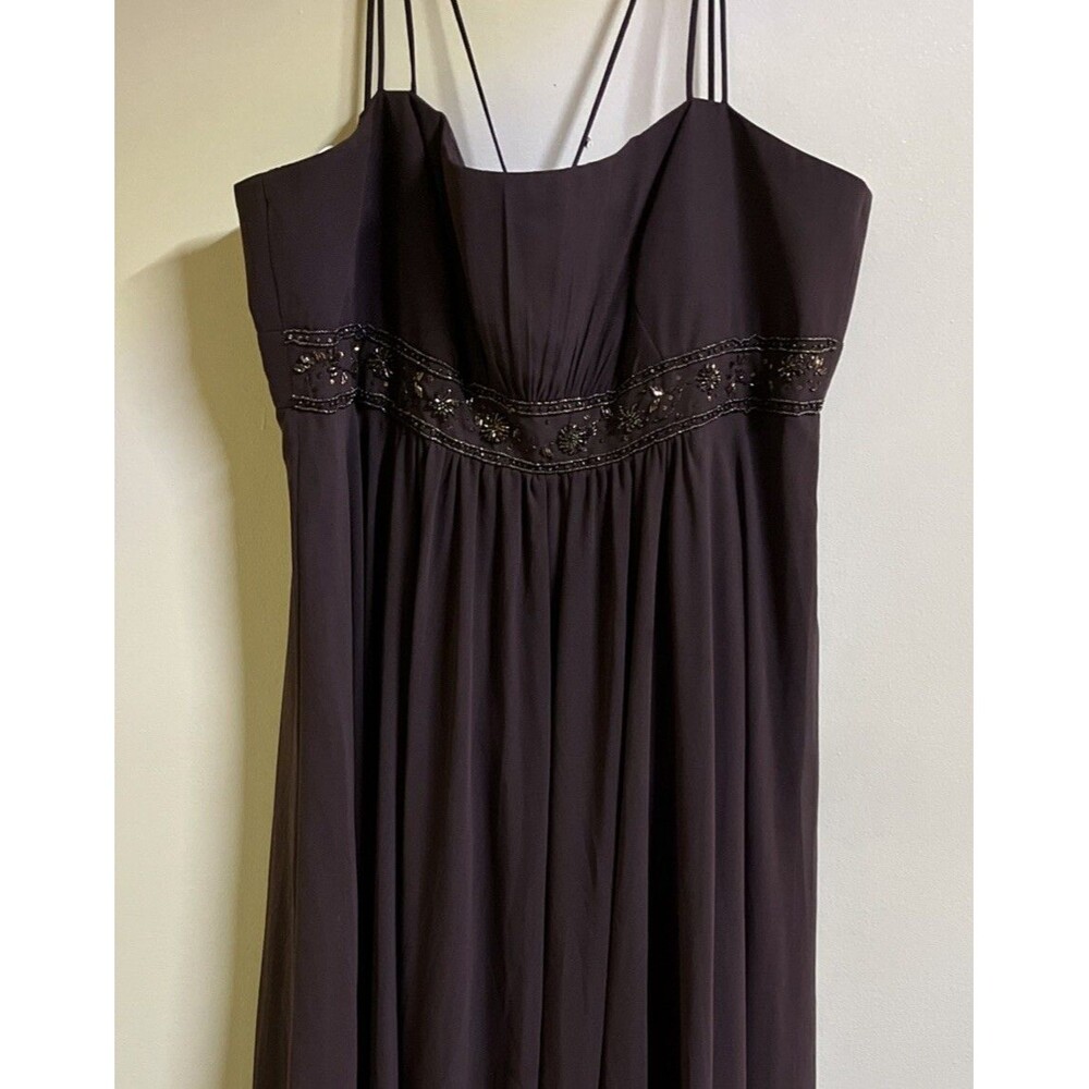 David's Bridal Long Formal Gown Size 22 Mocha Brown Sequins Strapless
